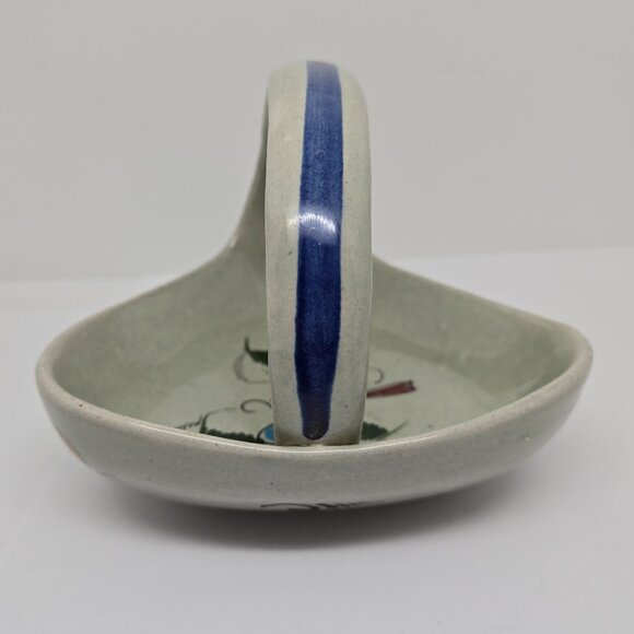 Noe Suro Mexico Ceramic Bowl with Handle, Folk Art, Red Bird, Signed - Picture 2 of 6